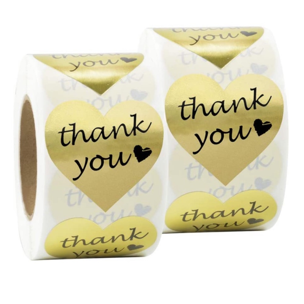 (1000) Gold thank you stickers